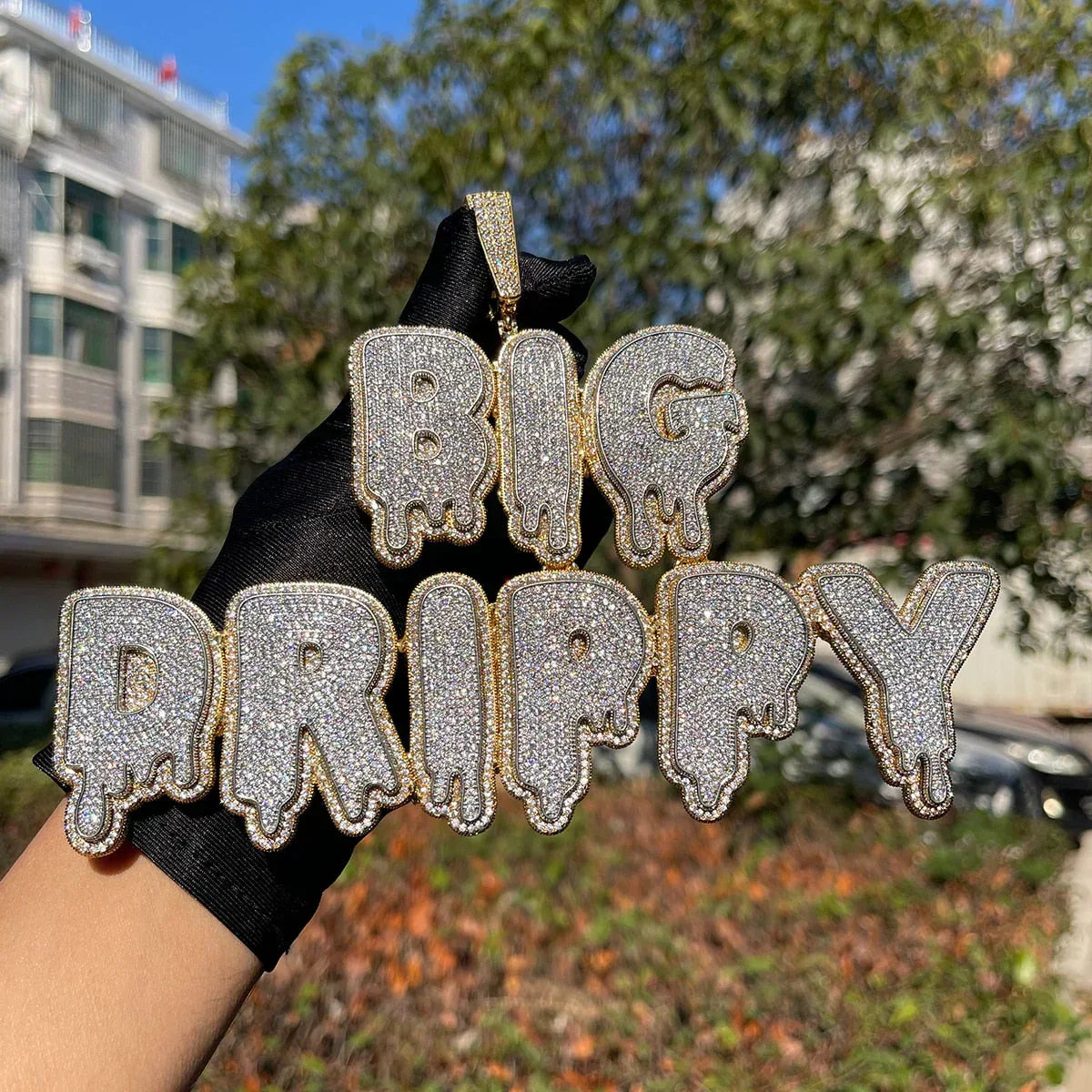 Drip and Shine Iced Out Personalized Custom Name Necklace Pendant - Luxury Custom Jewelry - CaratixJewelry